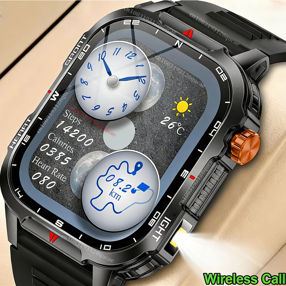 Smartwatch Rugged Watches For Men - 2026 Rugged Military Smart Watch Men's