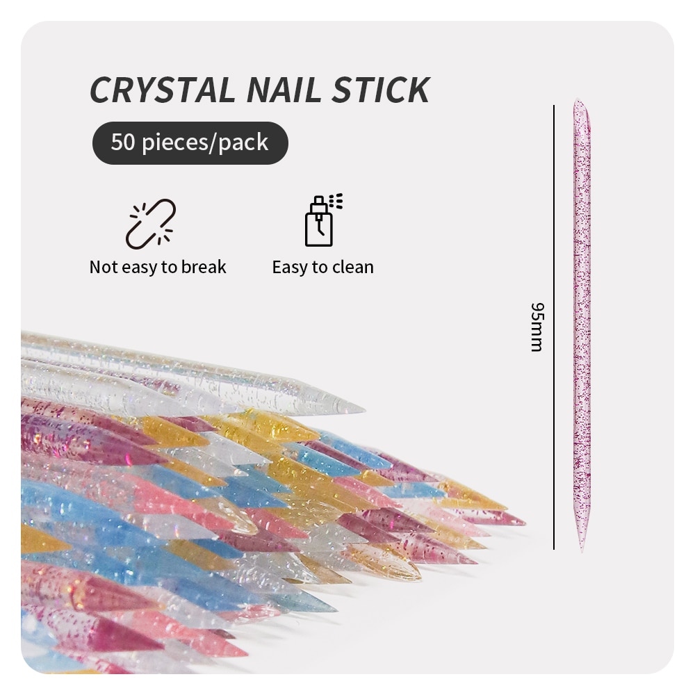 50 Pcs Nail Cuticle Pusher Cry - đánh giá và giá Crystal Press Tool