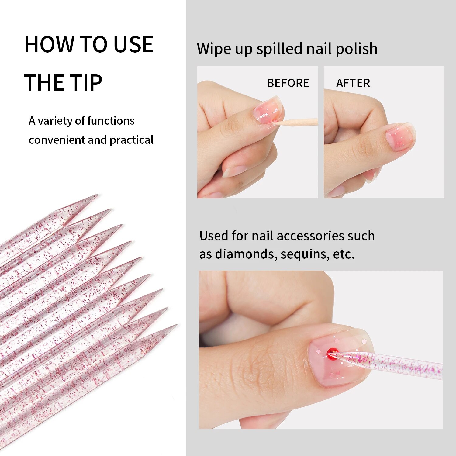 50 Pcs Nail Cuticle Pusher Cry - đánh giá và giá Crystal Press Tool