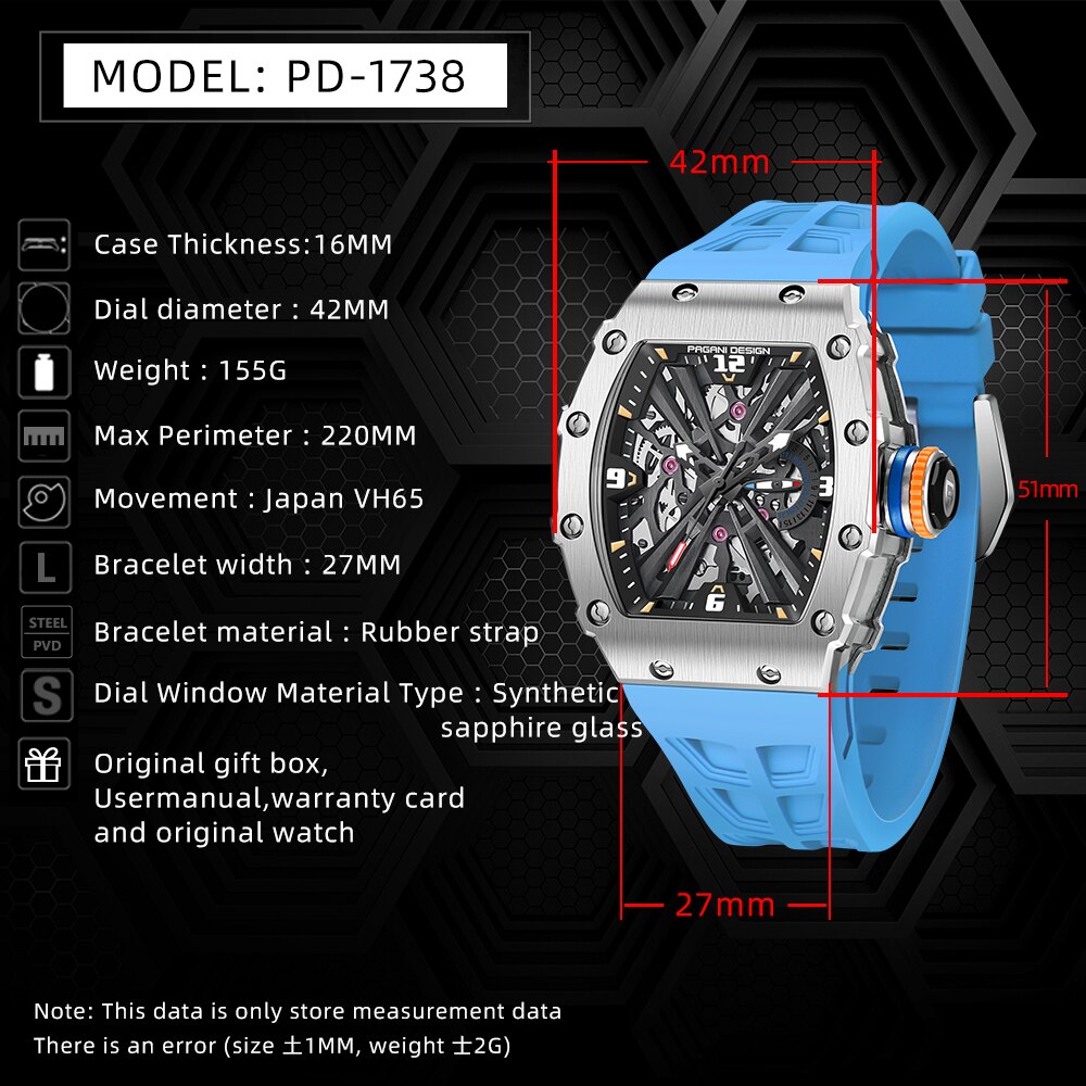 2026 New PAGANI DESIGN Men's Q - đánh giá và giá Skeleton Mechanical Watch