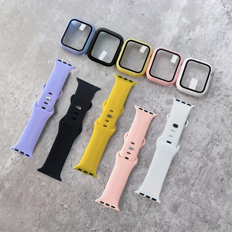 Glass+Case+band For Apple Watc - đánh giá và giá Silicone Sport Band